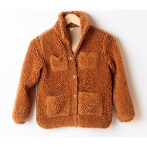 JCrew Crewcuts Girl's Size M 8-9 Shaggy Fleece Jacket Full Zip Brown